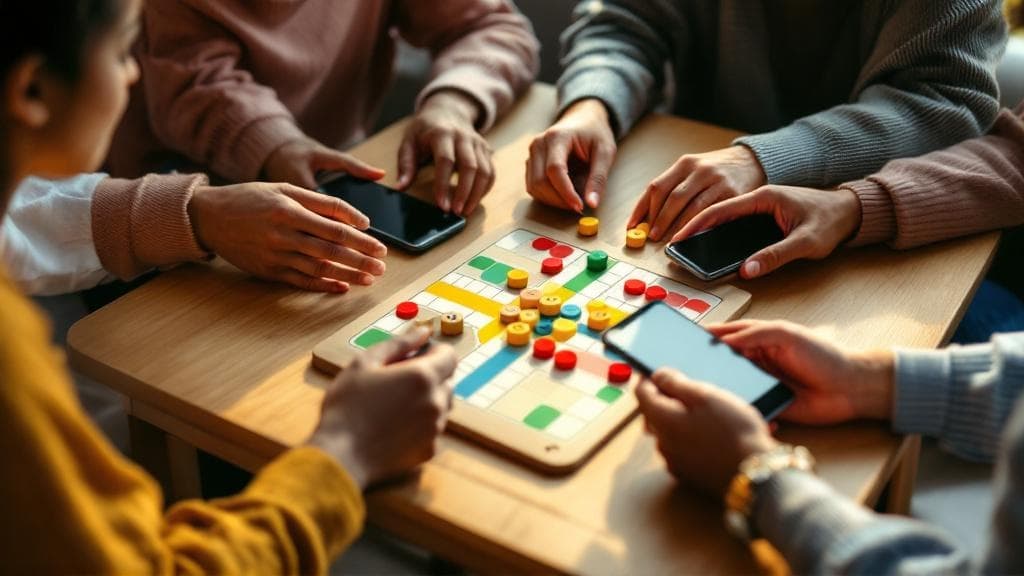 Friends enjoying a Ludo game session on CrossCue